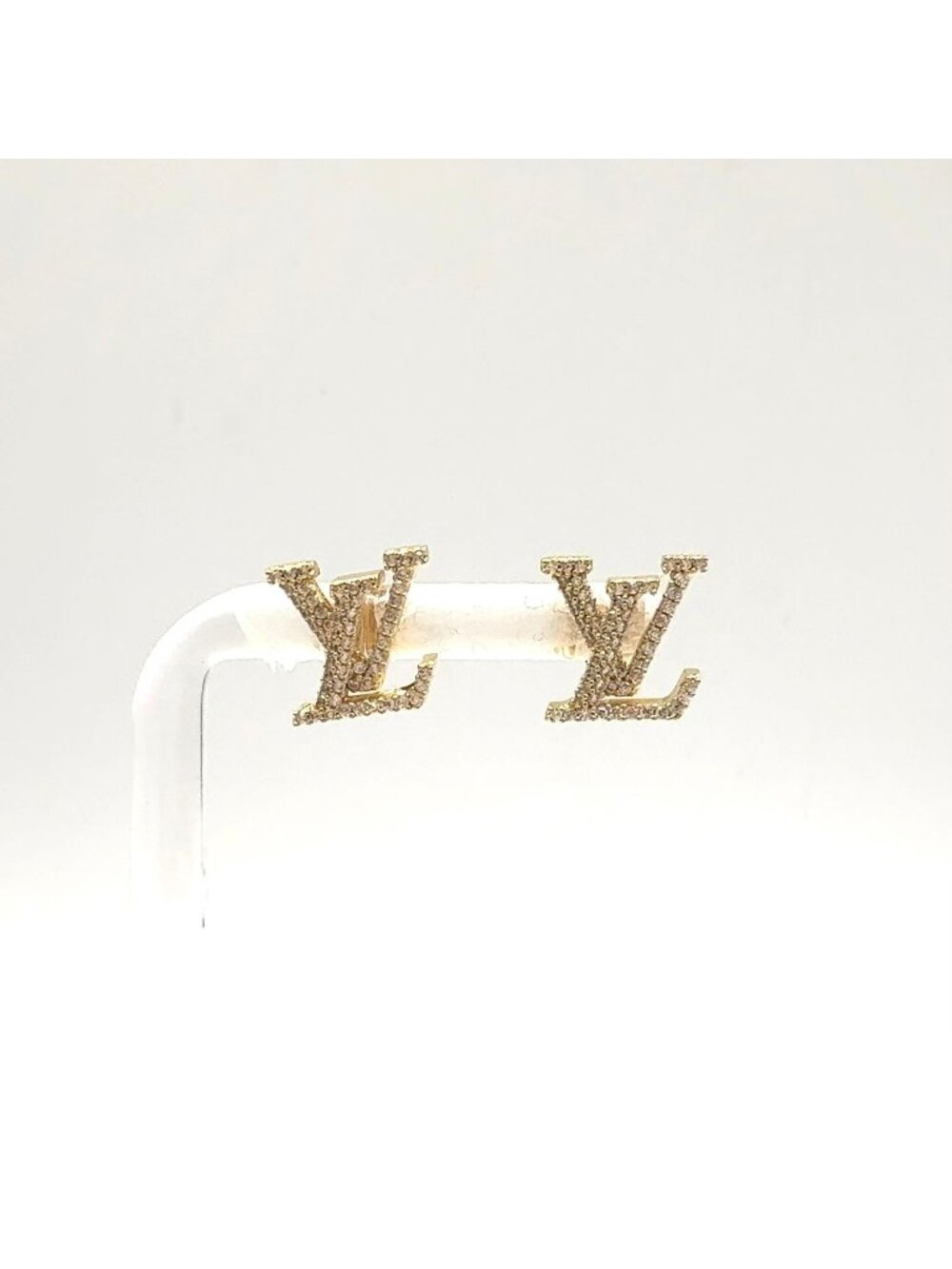 Louis Vuitton Boucles D'oreilles LV Iconic Strass Metal Rhinestone Clear Gold